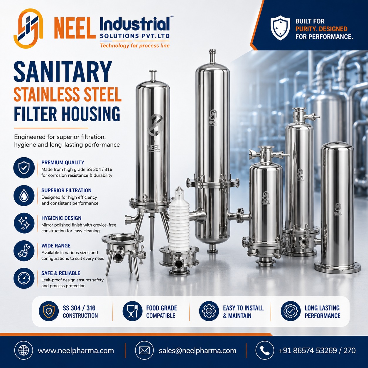 sanitary stainless steel filter housing